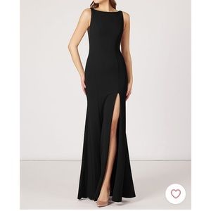 Azazie Rogue Black High Neck Gown with Slit Size 2